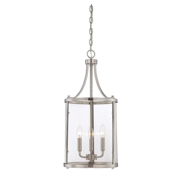 Savoy House Penrose 3-LT Small Foyer Lantern – Satin Nickel – 7-1040-3-SN