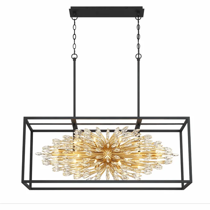 SDQ Lighting PD36320BKGD Contemporary Matte Black / Painted Gold Island Lighting