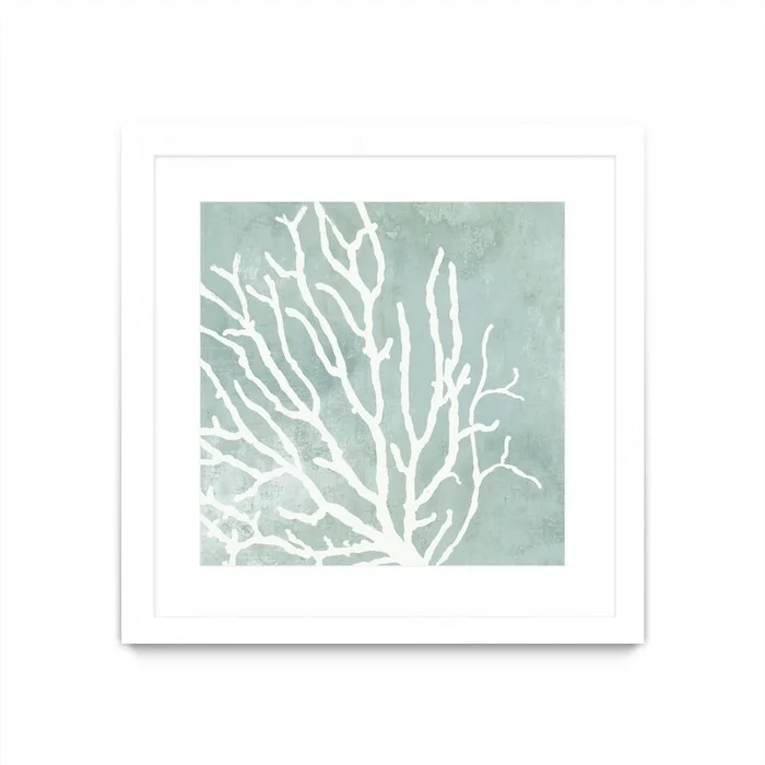 Sea Crown I Matted and Framed White 36×36 Wall Art|uvre dart murale encadre blanche et mate Sea Crown I 36×36