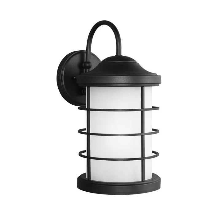 Sea Gull Sauganash Large 1-LT Outdoor Wall Lantern – Black – 8624451DEN3-12