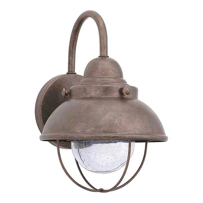 Sea Gull Sebring Small LED Outdoor Wall Lantern – Weathered Copper – 887093S-44