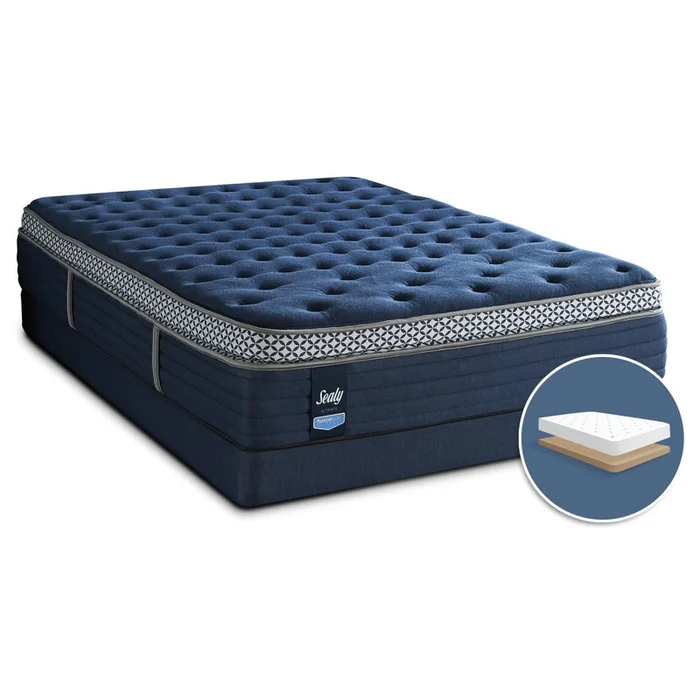 Sealy Posturepedic Ultimate Abbotswell Plush Pillow-Top Low-Profile Full Mattress Set|Ensemble moelleux et sommier profil bas Abbotswell Posturepedic Ultimate de Sealy pour lit double