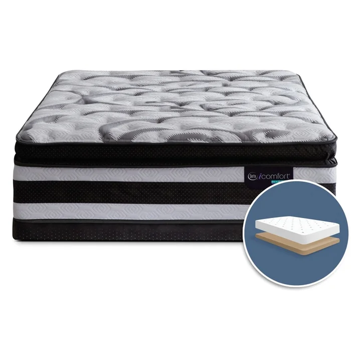 Serta iComfort Manolo Medium Super Pillow-Top Low-Profile Full Mattress Set|Ensemble semi-ferme plateau-coussin pais profil bas Manolo iComfort Hybride Serta lit double - Image 2