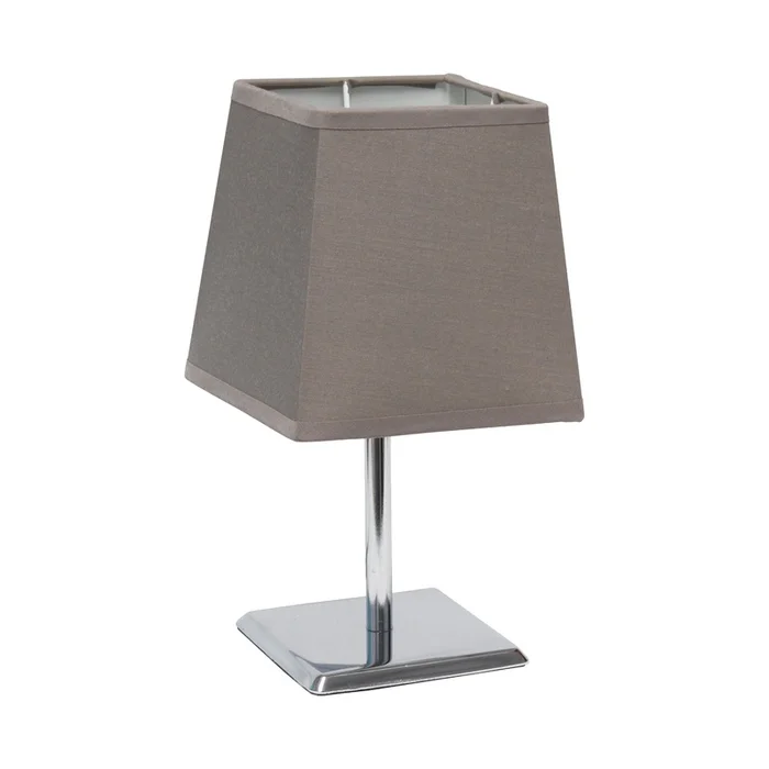 Simple Designs Mini Table Lamp with Squared Empire Fabric Shade – Grey|Mini lampe de table de SimpleDesigns avec abat-jour empire carr en tissu – grise