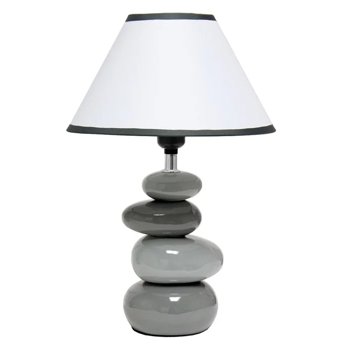 Simple Designs Shades of Grey Ceramic Stone Table Lamp|Lampe de table de SimpleDesigns en pierres de cramique aux nuances de gris