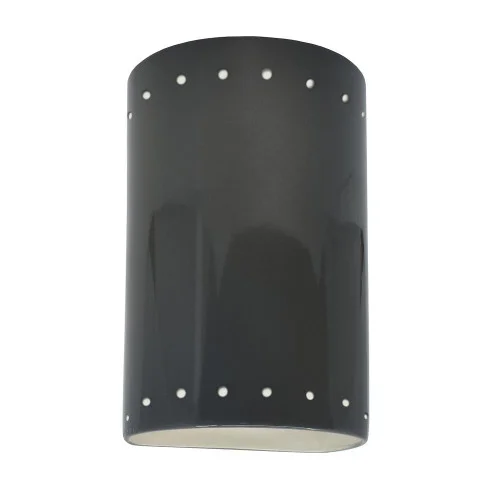 Small LED Cylinder w/ Perfs – Closed Top (254|CER-0990-GRY-LED1-1000)