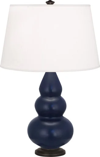 Small Triple Gourd One Light Accent Lamp in Matte Midnight Blue Glazed Ceramic w/Deep Patina Bronzeed (165|MMB31)