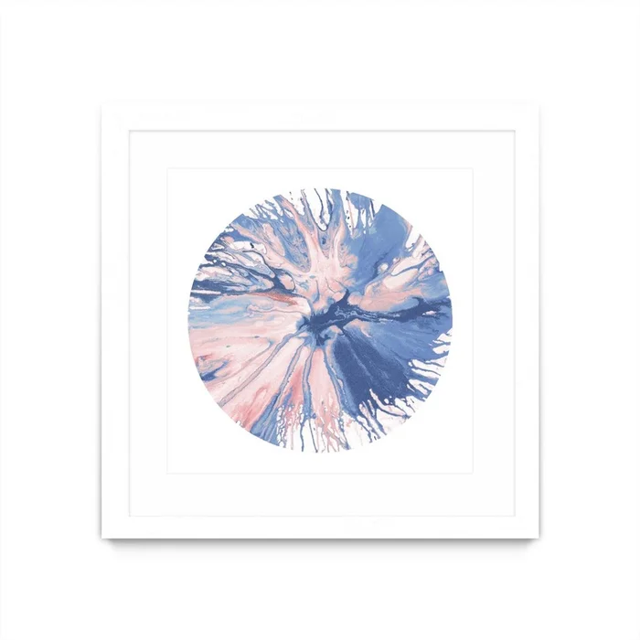Spin Art 21 Matted and Framed White 30×30 Wall Art|uvre dart murale encadre blanche et mate Spin Art 21 30×30