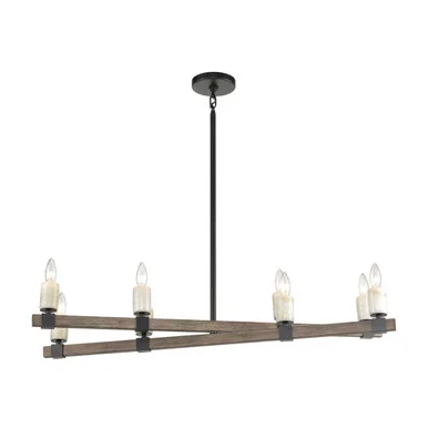 Stone Manor Eight Light Linear Chandelier in Matte Black (45|15463/8)