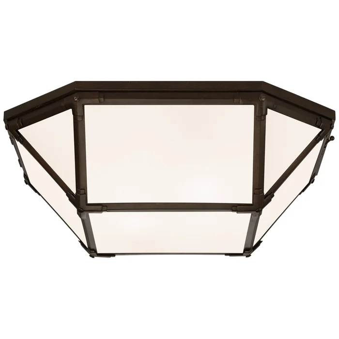 Suzanne Kasler Morris Large Flush Mount in Antique Zinc with White Glass Ceiling Light W20″ x H6″