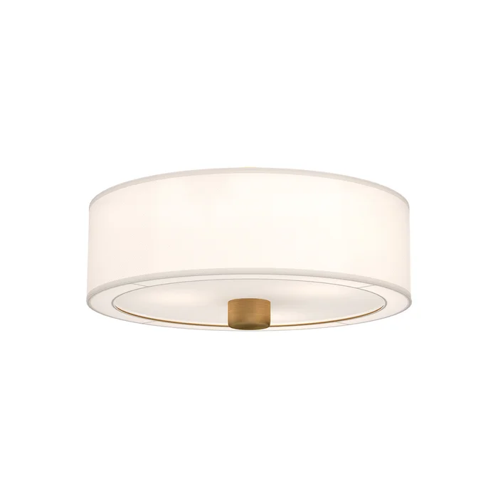 Theo Three Light Flush Mount in Aged Gold/White Linen (452|FM547924AGWL)