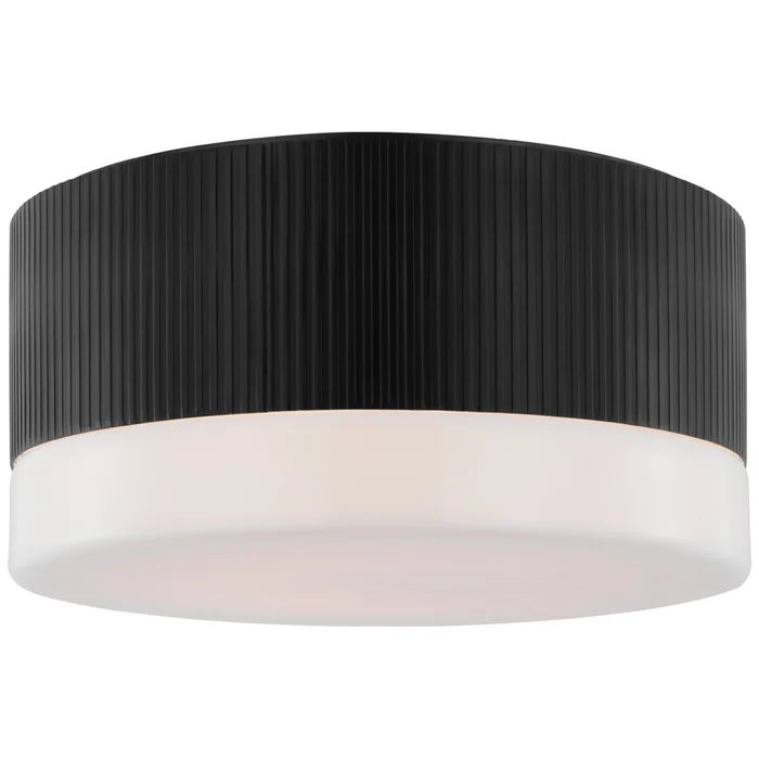 Thomas O’Brien Ace 12″ Flush Mount in Bronze with White Glass Ceiling Light W12″ x H6.25″