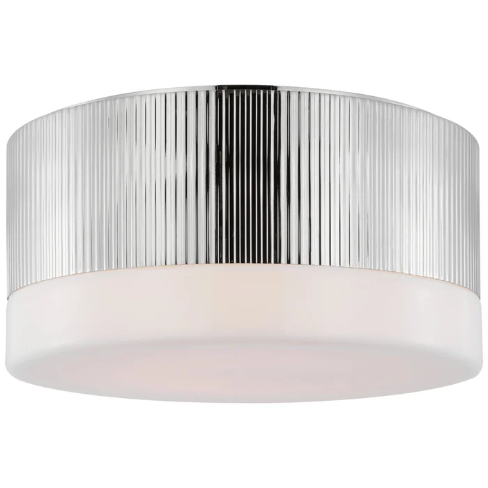 Thomas O’Brien Ace 12″ Flush Mount in Polished Nickel with White Glass Ceiling Light W12″ x H6.25″