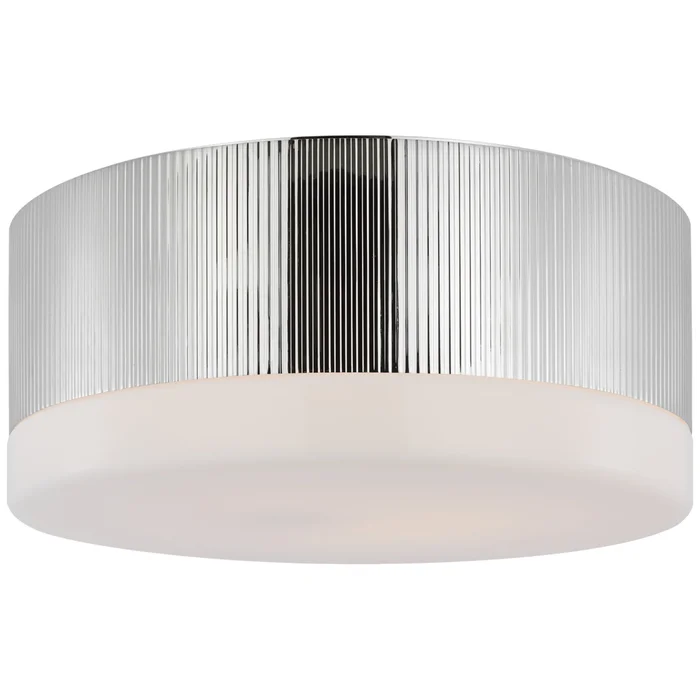 Thomas O’Brien Ace 17″ Flush Mount in Polished Nickel with White Glass Ceiling Light W17″ x H7.75″