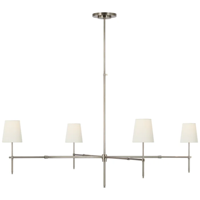 Thomas O’Brien Bryant Grande Chandelier in Antique Nickel with Linen Shades Ceiling Light W60″