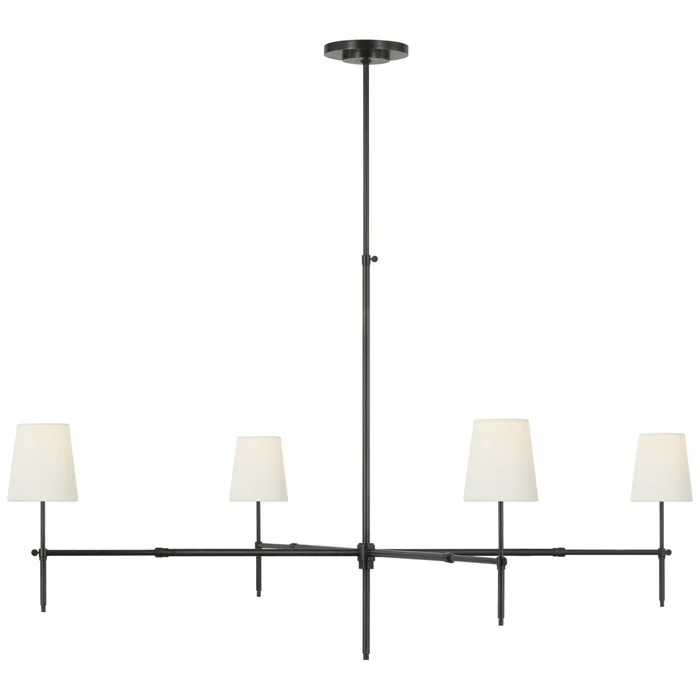 Thomas O’Brien Bryant Grande Chandelier in Bronze with Linen Shades Ceiling Light W60″