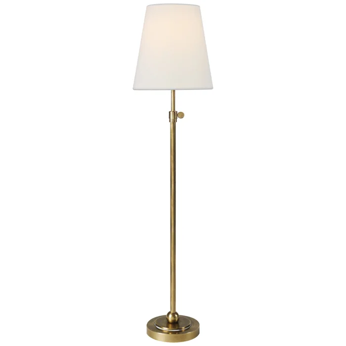 Thomas O’Brien Bryant Table Lamp in Hand-Rubbed Antique Brass with Linen Shade W6″ x H24.5″ – 30″