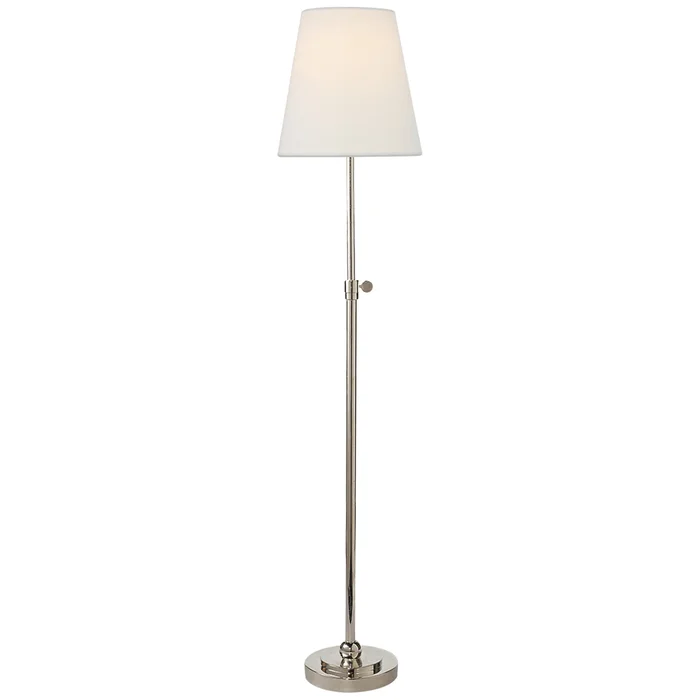 Thomas O’Brien Bryant Table Lamp in Polished Nickel with Linen Shade W6″ x H24.5″ – 30″