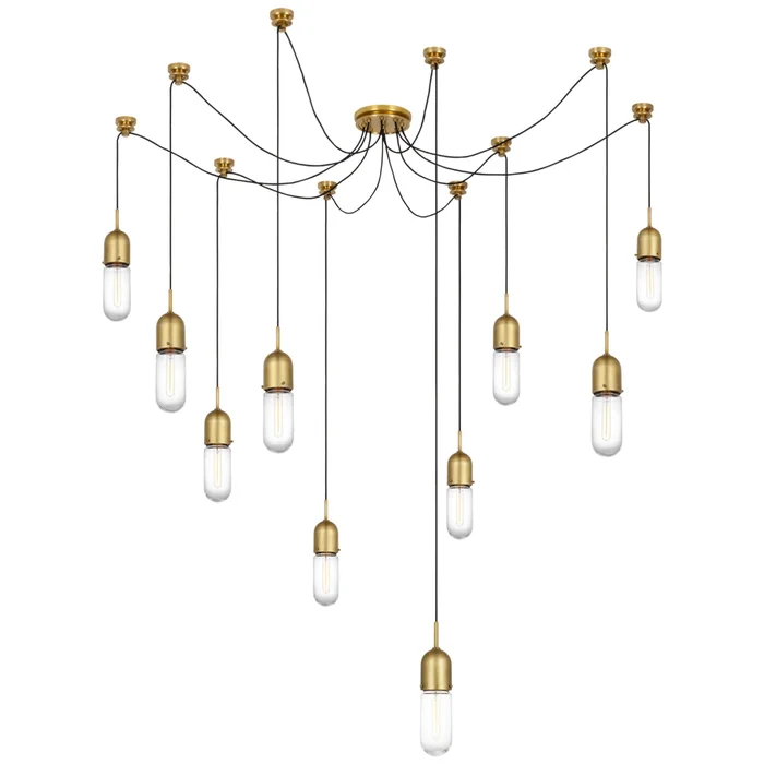 Thomas O’Brien Junio 10-Light Chandelier in Hand-Rubbed Antique Brass with Clear Glass Ceiling Light W9.5″ (Configurable)