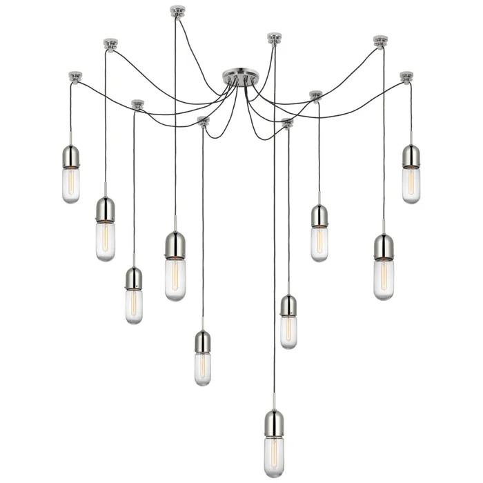 Thomas O’Brien Junio 10-Light Chandelier in Polished Nickel with Clear Glass Ceiling Light W9.5″ (Configurable)