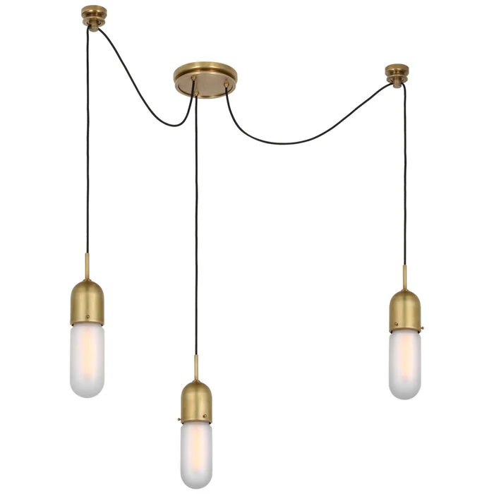 Thomas O’Brien Junio 3-Light Chandelier in Hand-Rubbed Antique Brass with Frosted Glass Ceiling Light W8.75″ (Configurable)