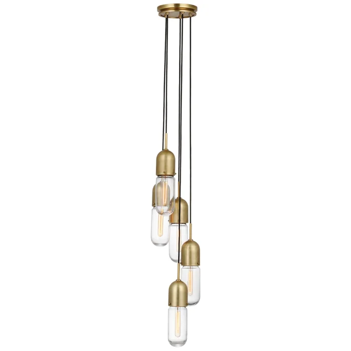 Thomas O’Brien Junio 5-Light Chandelier in Hand-Rubbed Antique Brass with Clear Glass Ceiling Light W9.25″ (Configurable)