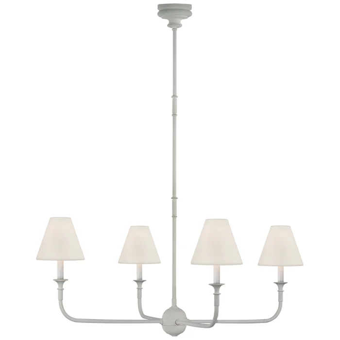 Thomas O’Brien Piaf Large Chandelier in Plaster White with Linen Shades Ceiling Light W39″