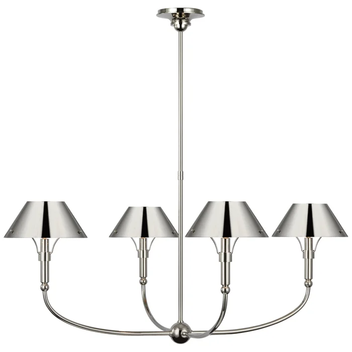 Thomas O’Brien Turlington Arched Chandelier in Polished Nickel with Polished Nickel Shade Ceiling Light W40″