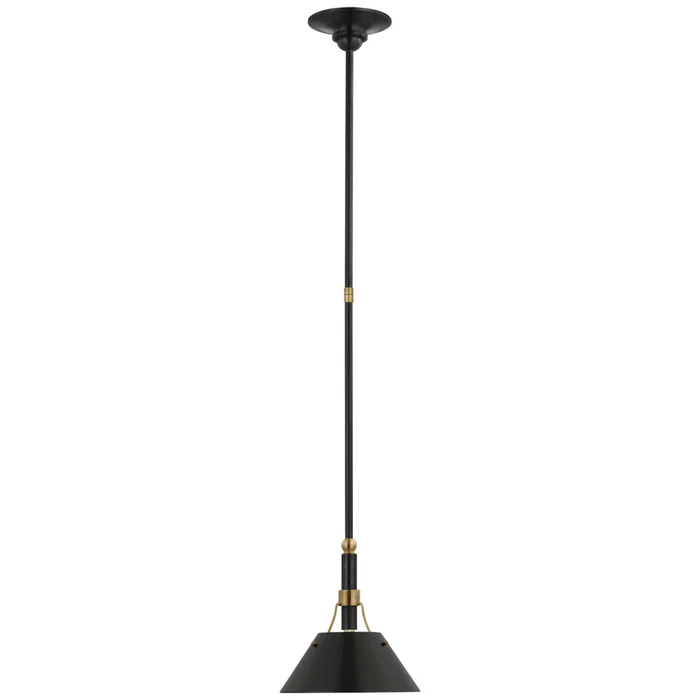 Thomas O’Brien Turlington Small Pendant in Bronze and Hand-Rubbed Antique Brass with Bronze Shade Ceiling Light W8.75″