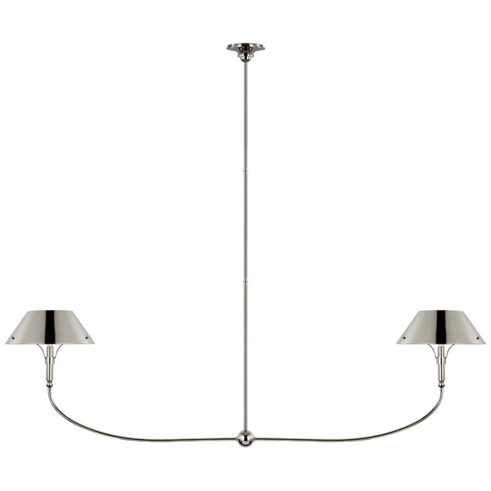 Thomas O’Brien Turlington XL Linear Chandelier in Polished Nickel with Polished Nickel Shade Ceiling Light W68″ x 12.5″