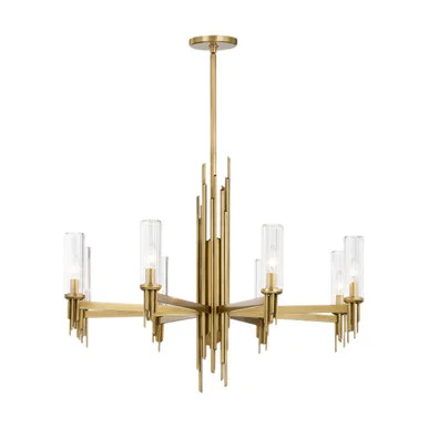 Torres Eight Light Chandelier in Ribbed Glass/Vintage Brass (452|CH335836VBCR)