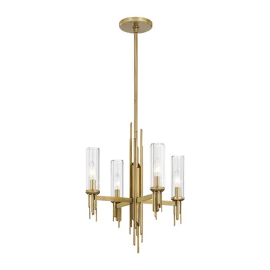 Torres Four Light Chandelier in Ribbed Glass/Vintage Brass (452|CH335418VBCR)