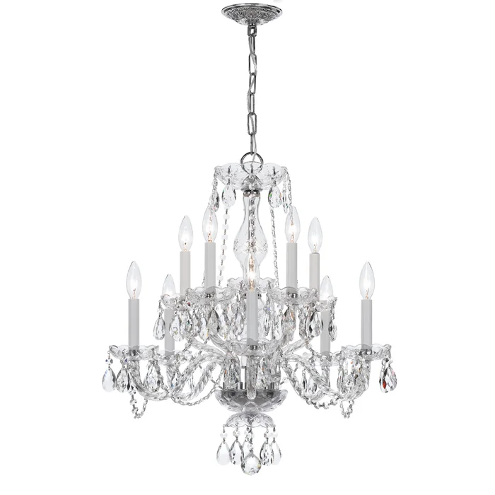 traditional crystal 10 light clear italian crystal polished chrome chandelier