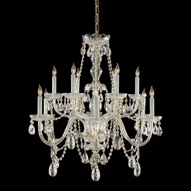 Traditional Crystal 12 Light Chandelier in Polished Brass (60|1135-PB-CL-I)