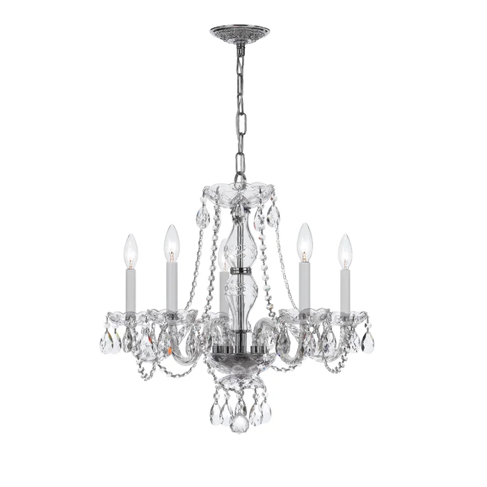 traditional crystal 5 light clear italian crystal polished chrome chandelier