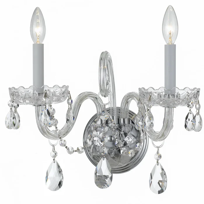 Traditional Crystal Two Light Wall Sconce