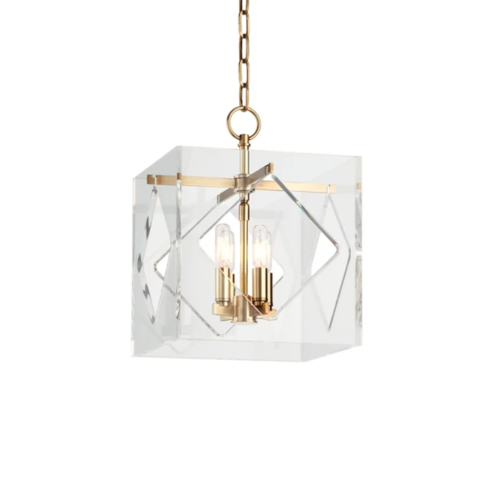 Travis 4-Light Lantern in Aged Brass 12L x 12W x 16H