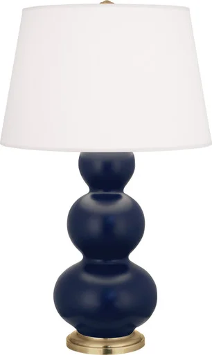 Triple Gourd One Light Table Lamp in Matte Midnight Blue Glazed Ceramic w/Antique Brassed (165|MMB40)