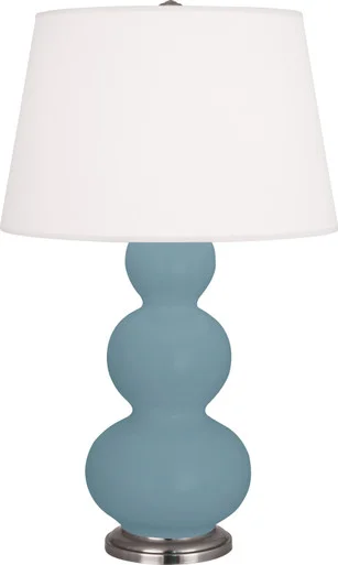 Triple Gourd One Light Table Lamp in Matte Steel Blue Glazed Ceramic w/Antique Silvered (165|MOB42)