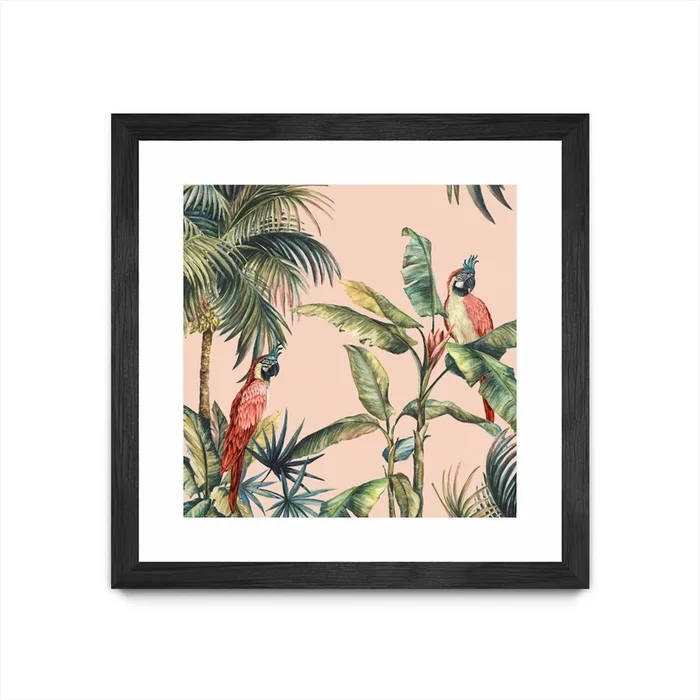 Tropicano Ii Matted and Framed Black 36×36 Wall Art|uvre dart murale encadre noire et mate Tropicano Ii 36×36
