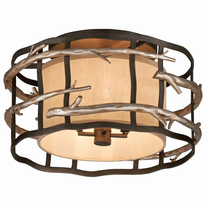 Troy C2881-GRA/WSL Adirondack Large 4-light Flush Mount Rustic Ceiling Light