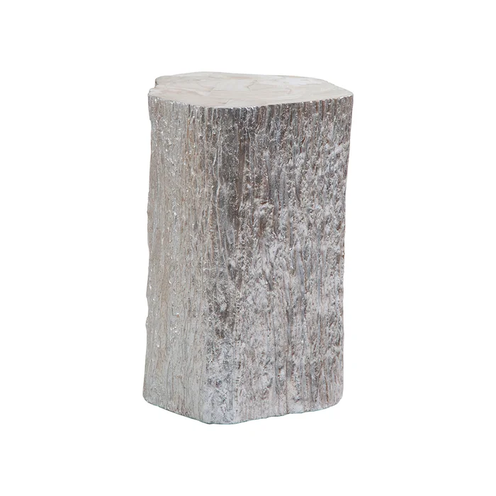 trunk segment accent table – silver leaf