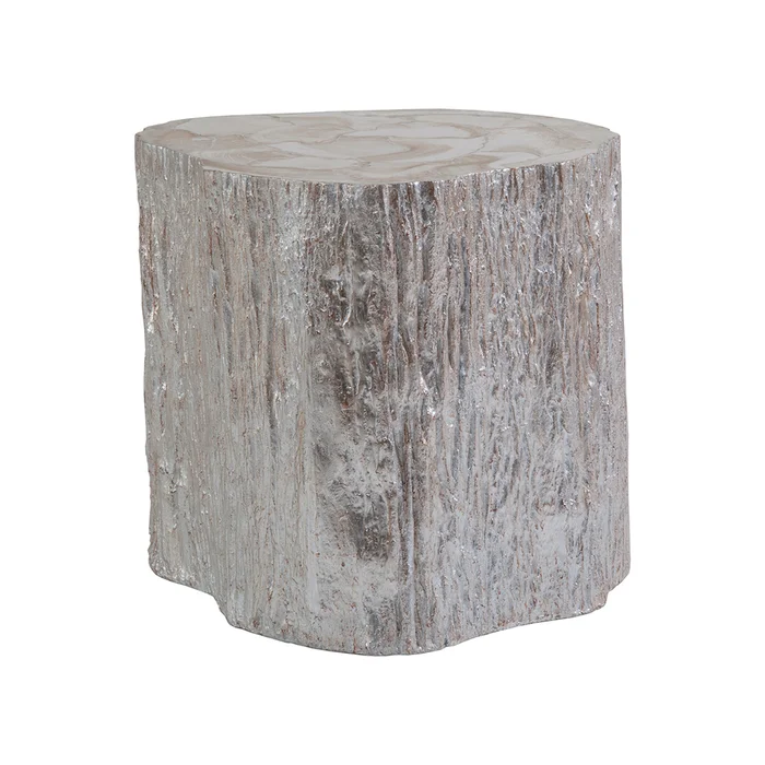 trunk segment side table – silver leaf