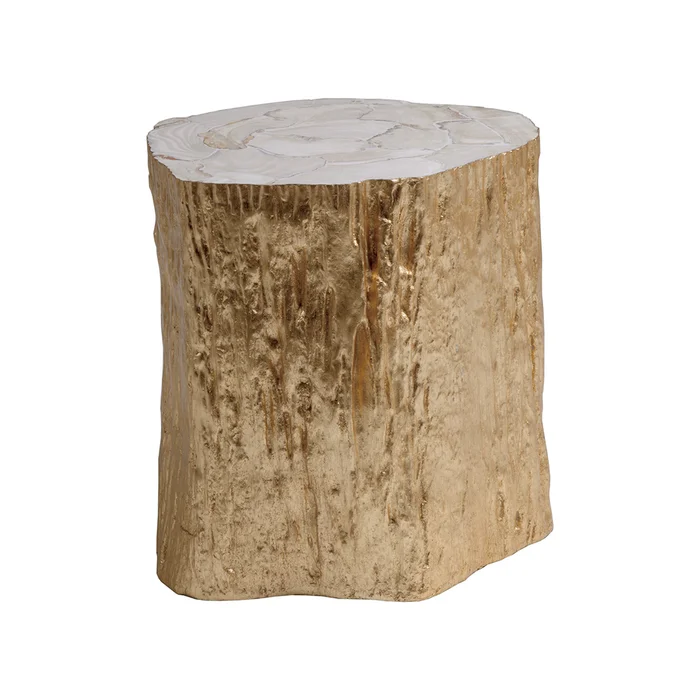 trunk segment spot table – gold leaf