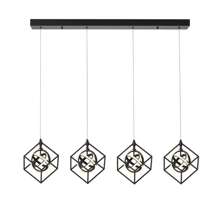 Tulip Collection Integrated LED 4-Light Island Light – Matte Black|Luminaire pour lot de la collection Tulip 4ampoules DEL intgres – noir mat