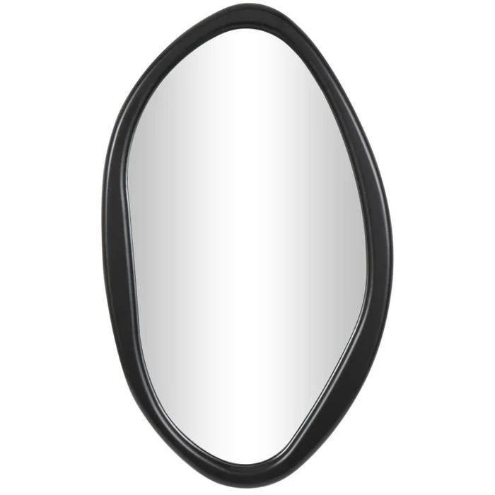 UMA Black Wooden Abstract Oval Room Wall Mirror, 23″ x 2″ x 39″ | 61396
