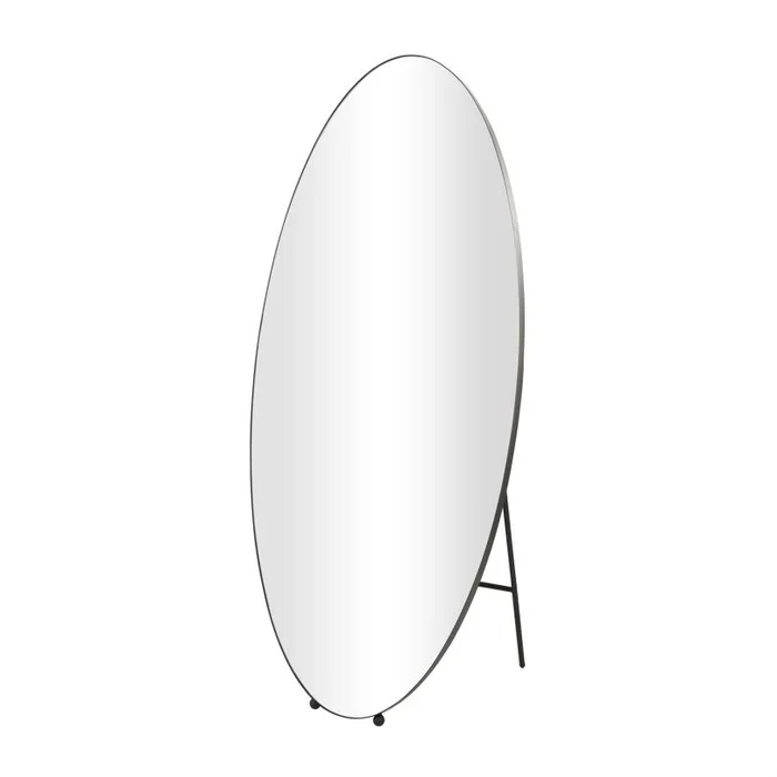 UMA Silver Metal Oval Freestanding Room Floor Mirror with Ball Feet, 32″ x 21″ x 69″ | 61398