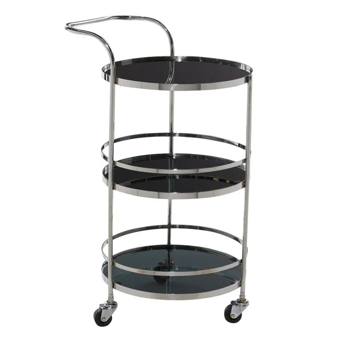 UMA Silver Stainless Steel Metal Bar Cart, 17″ x 21″ x 33″ | 99385 CLOSEOUT