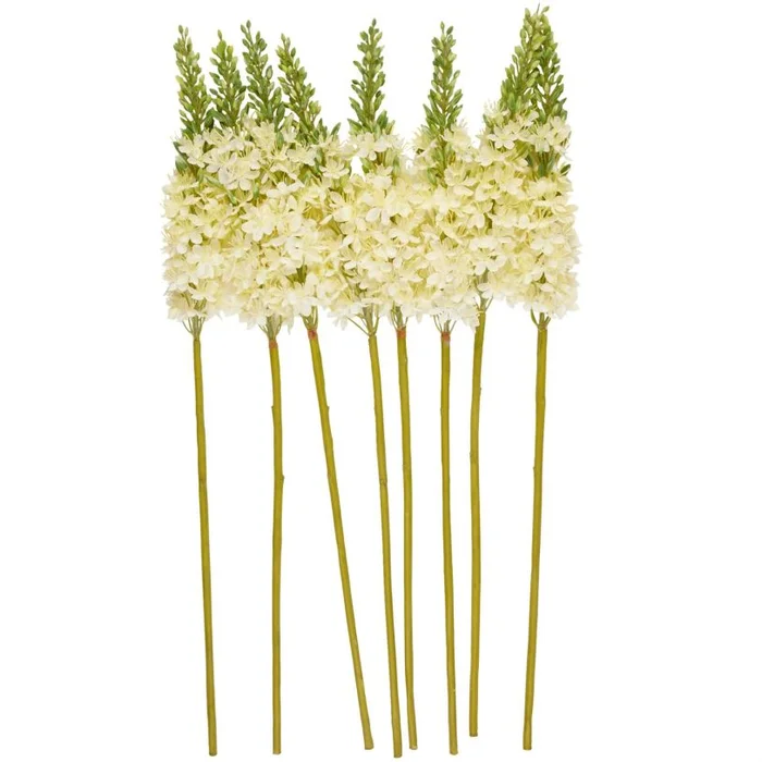UMA White Faux Foliage Eremurus Tall Indoor Outdoor Artificial Flower Stem, Set of 8 34″H | 14400
