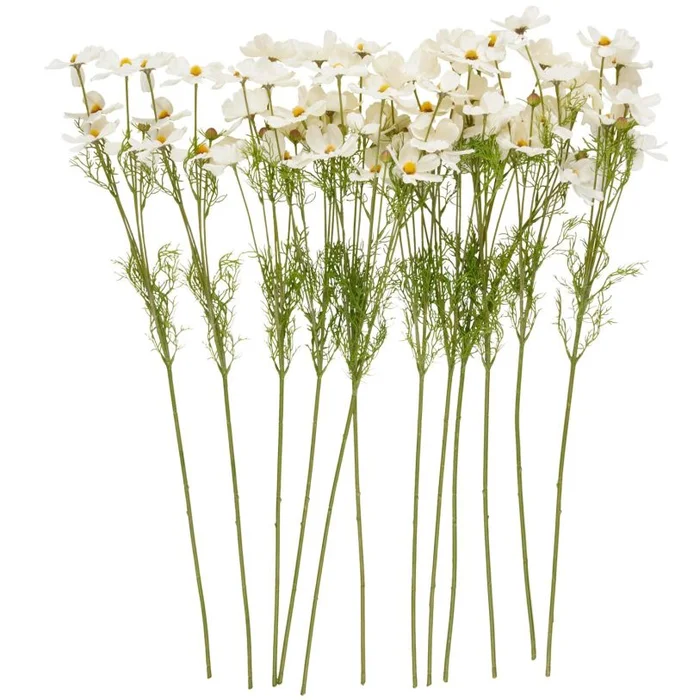 UMA White Faux Foliage Galsang Tall Indoor Outdoor Artificial Flower Stem, Set of 12 32″H | 14437